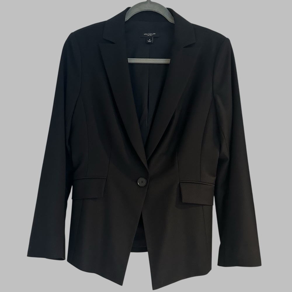 Ann Taylor Classic Single Button Jacket. Black. S… - image 2